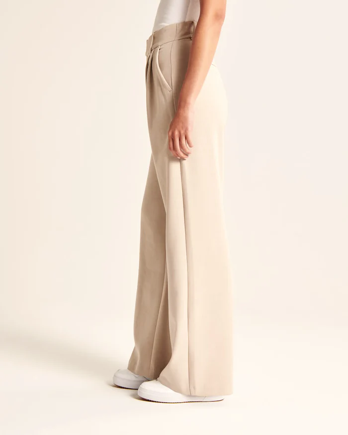 Getailleerde Broek Dames Regular Fit Wijde Pijpen Casual Lente