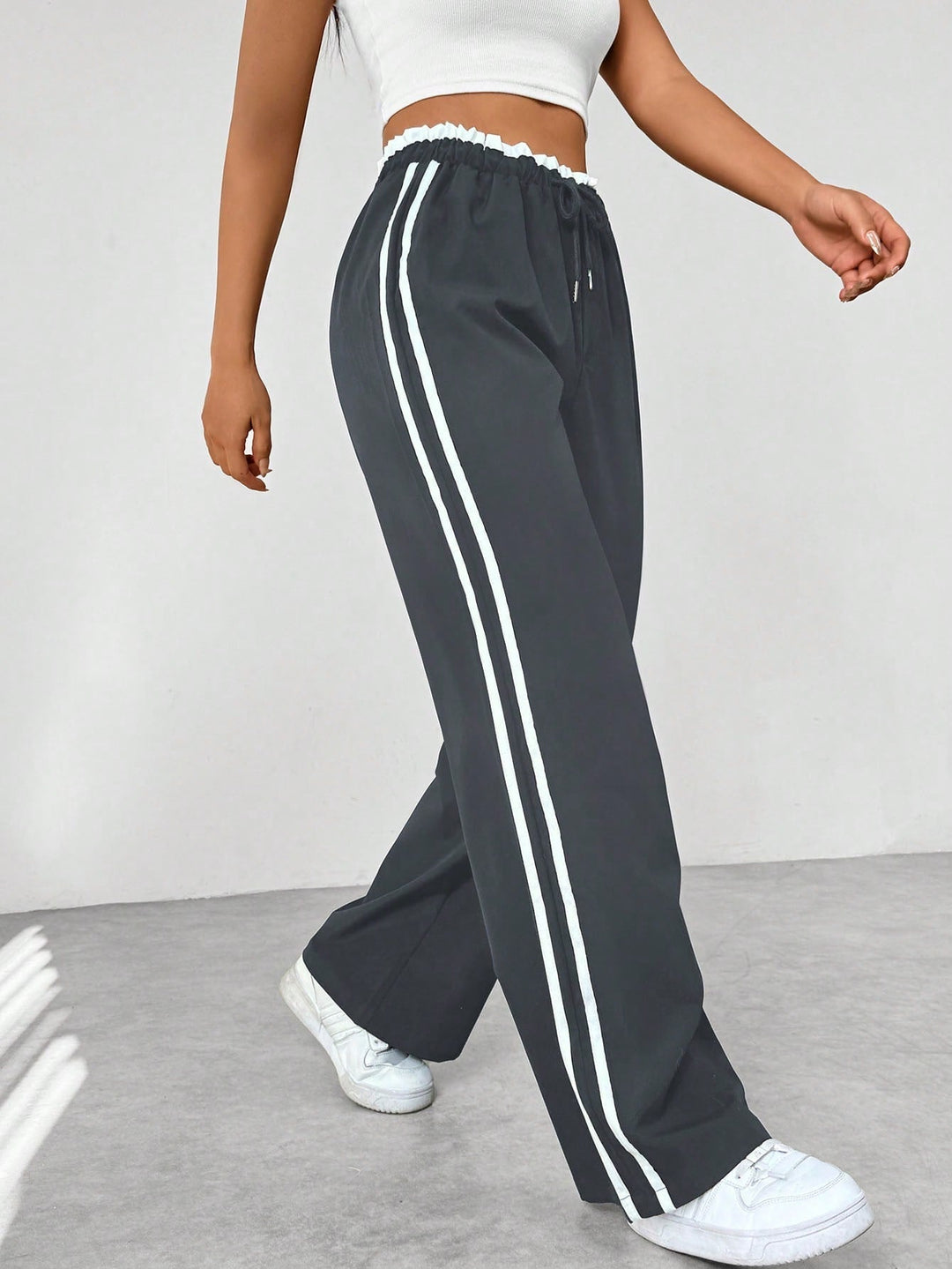 Sportieve Dames Joggingbroek met Wijde Pijpen en Elastische Taille