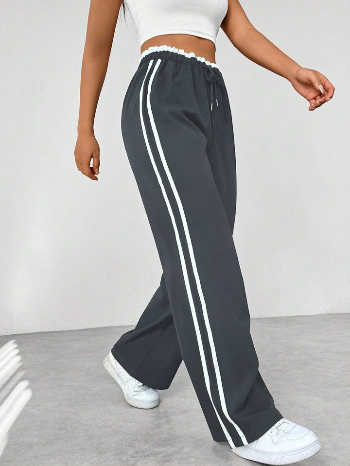Sportieve Dames Joggingbroek met Wijde Pijpen en Elastische Taille