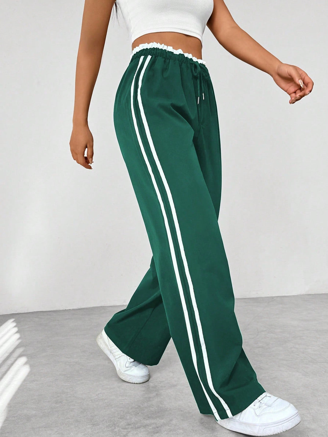 Sportieve Dames Joggingbroek met Wijde Pijpen en Elastische Taille