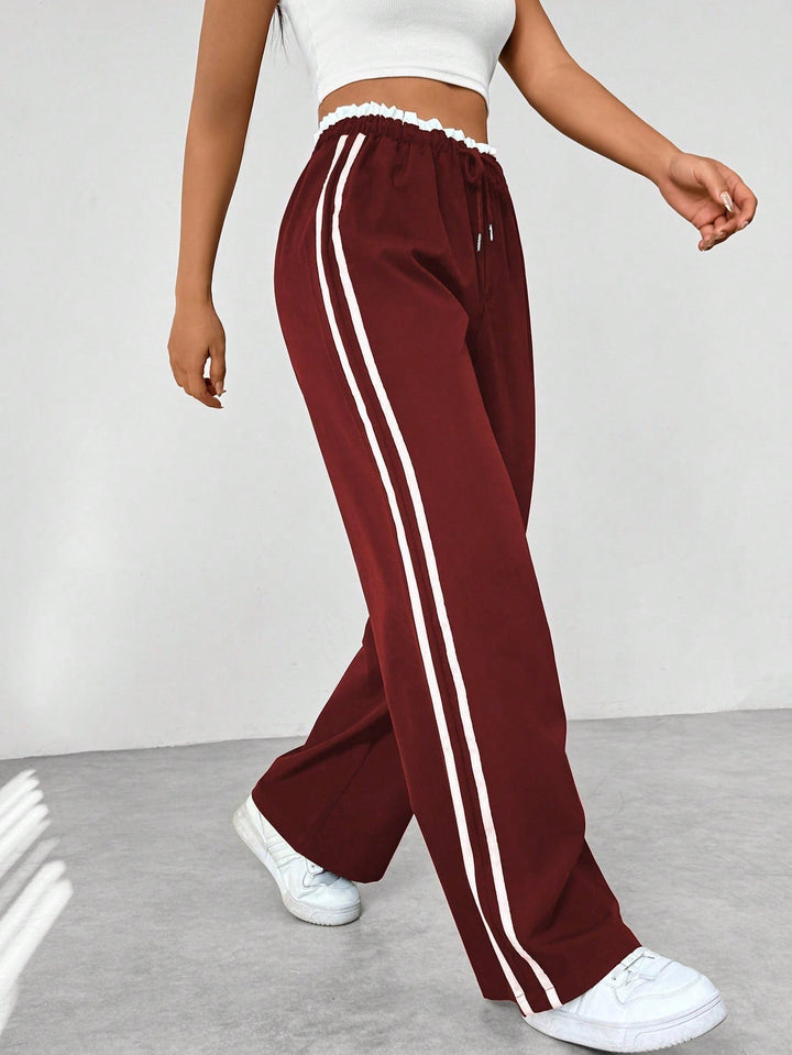 Sportieve Dames Joggingbroek met Wijde Pijpen en Elastische Taille