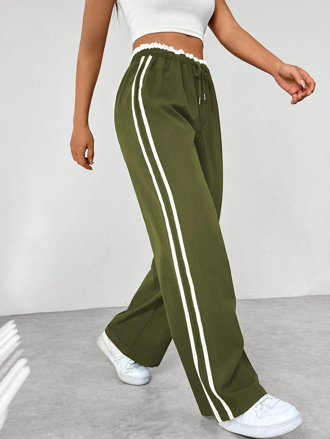 Sportieve Dames Joggingbroek met Wijde Pijpen en Elastische Taille