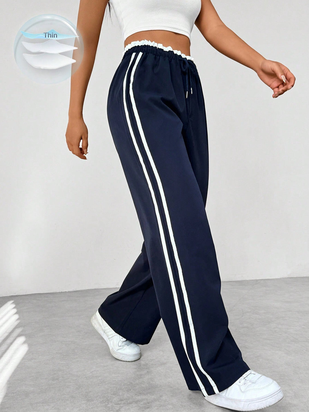 Sportieve Dames Joggingbroek met Wijde Pijpen en Elastische Taille