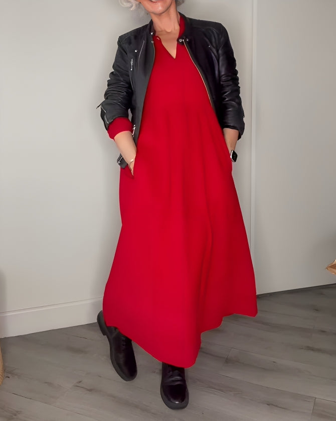 Elegante Maxi Cocktailjurk Met Lange Mouwen Voor Vrouwen