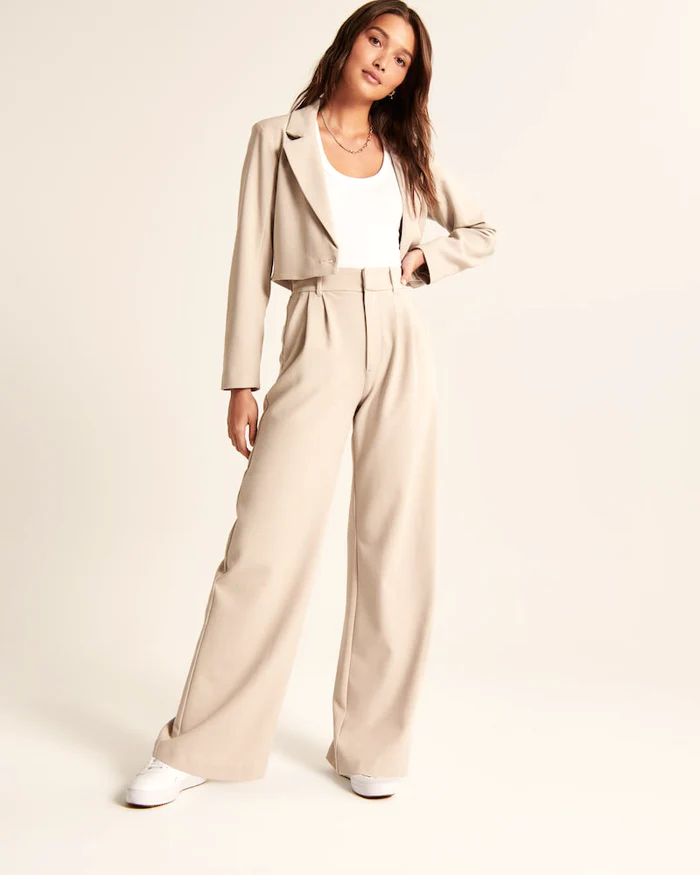 Getailleerde Broek Dames Regular Fit Wijde Pijpen Casual Lente