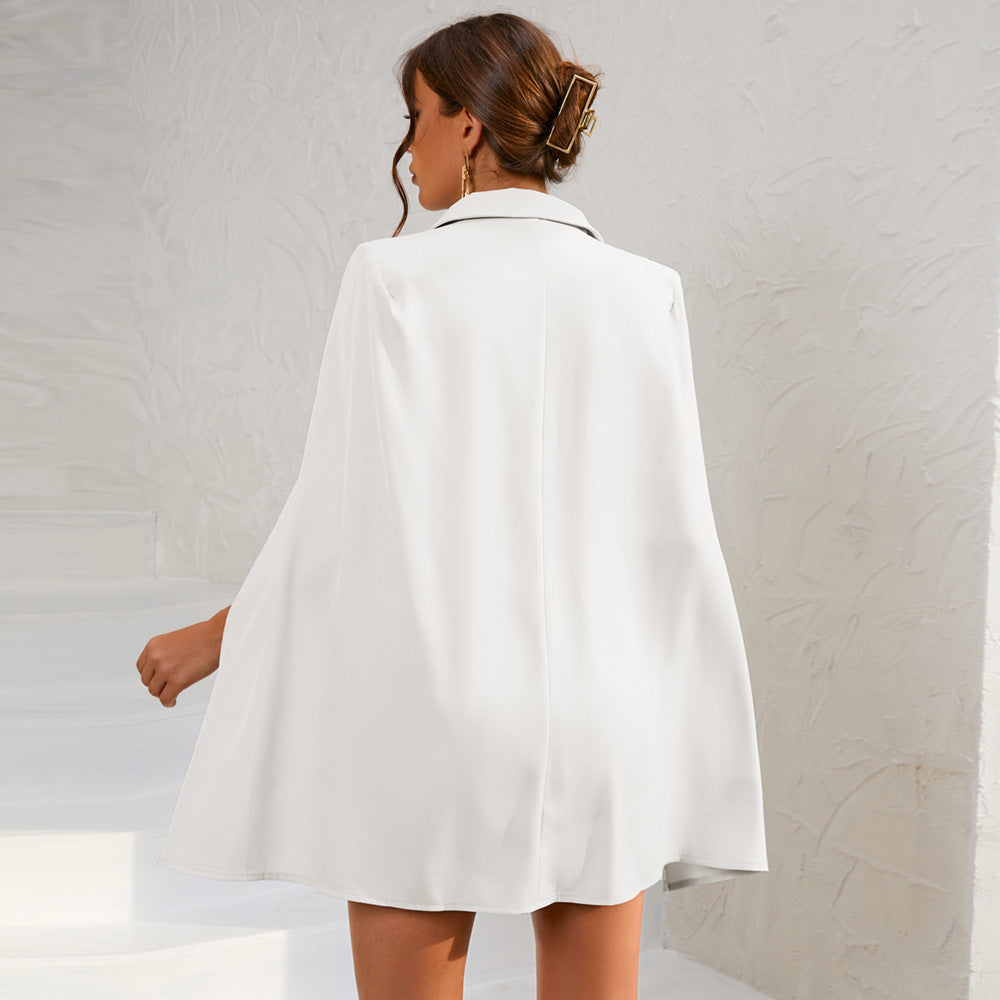 Blazer Jurk Met Cape En Riem Voor Vrouwen