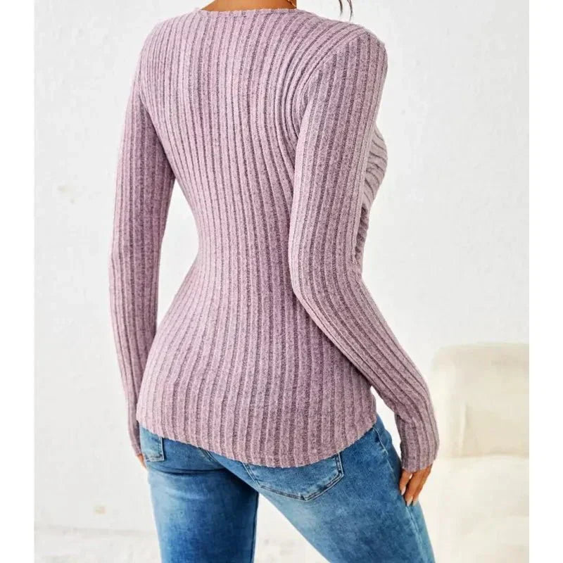 Rib Wikkel Top Met V Hals En Ruches Voor Vrouwen