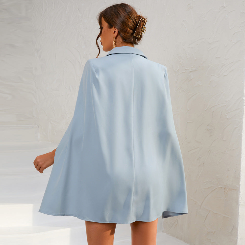 Blazer Jurk Met Cape En Riem Voor Vrouwen