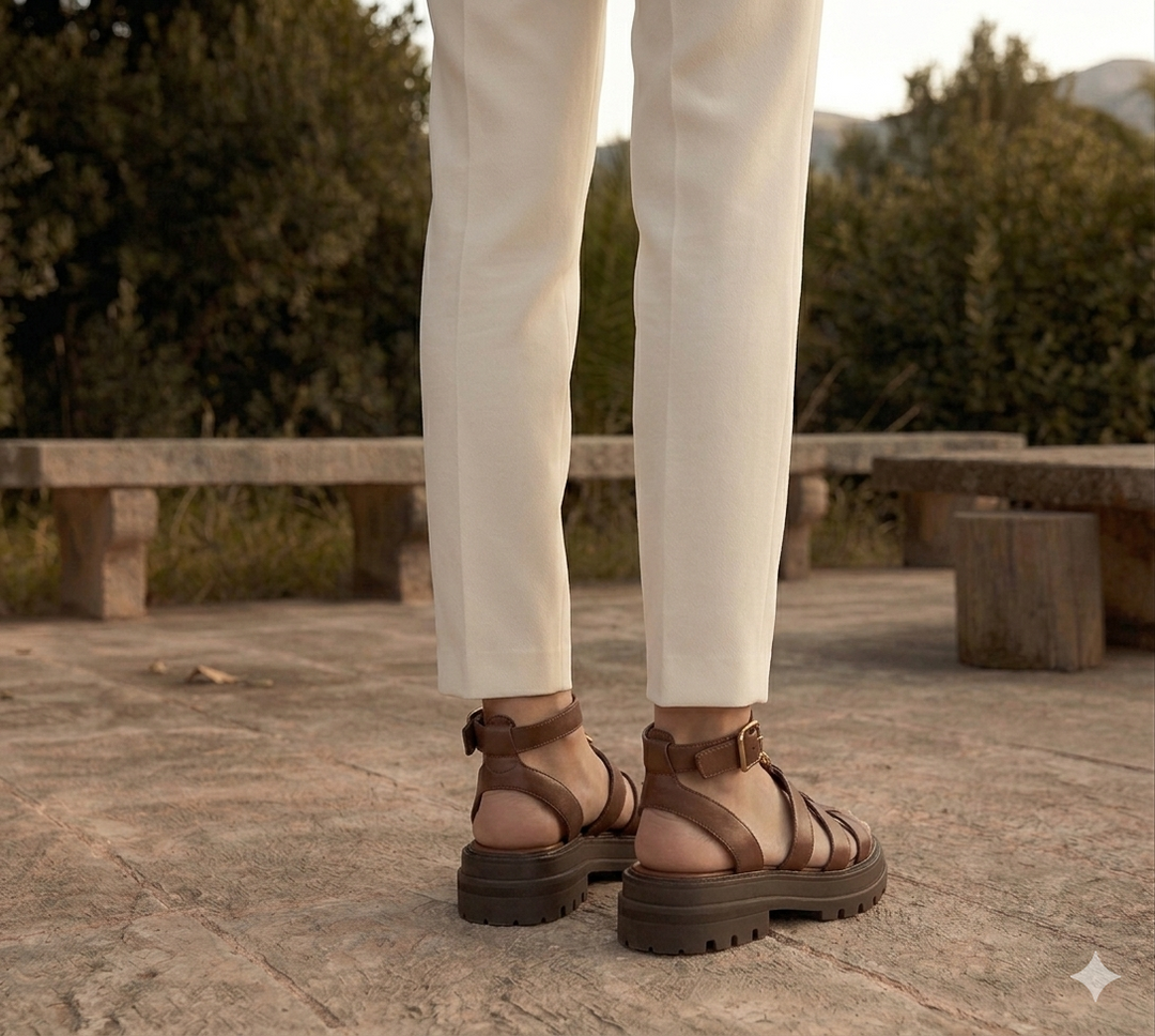 Sandalen Dames Chunky Zool Gevlochten Instapper Zomer