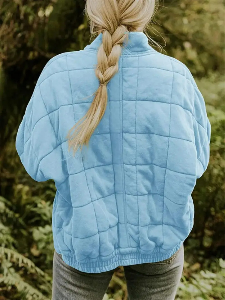 Oversized Dames Quilted Bomberjack met Rits en Zakken