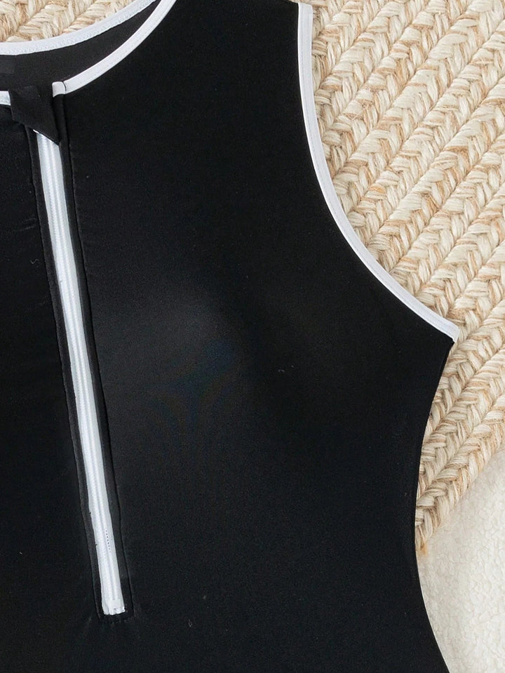 Badpak Dames Rits Hoge Halslijn Sportief Elegant Strand