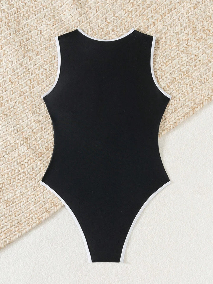 Badpak Dames Rits Hoge Halslijn Sportief Elegant Strand