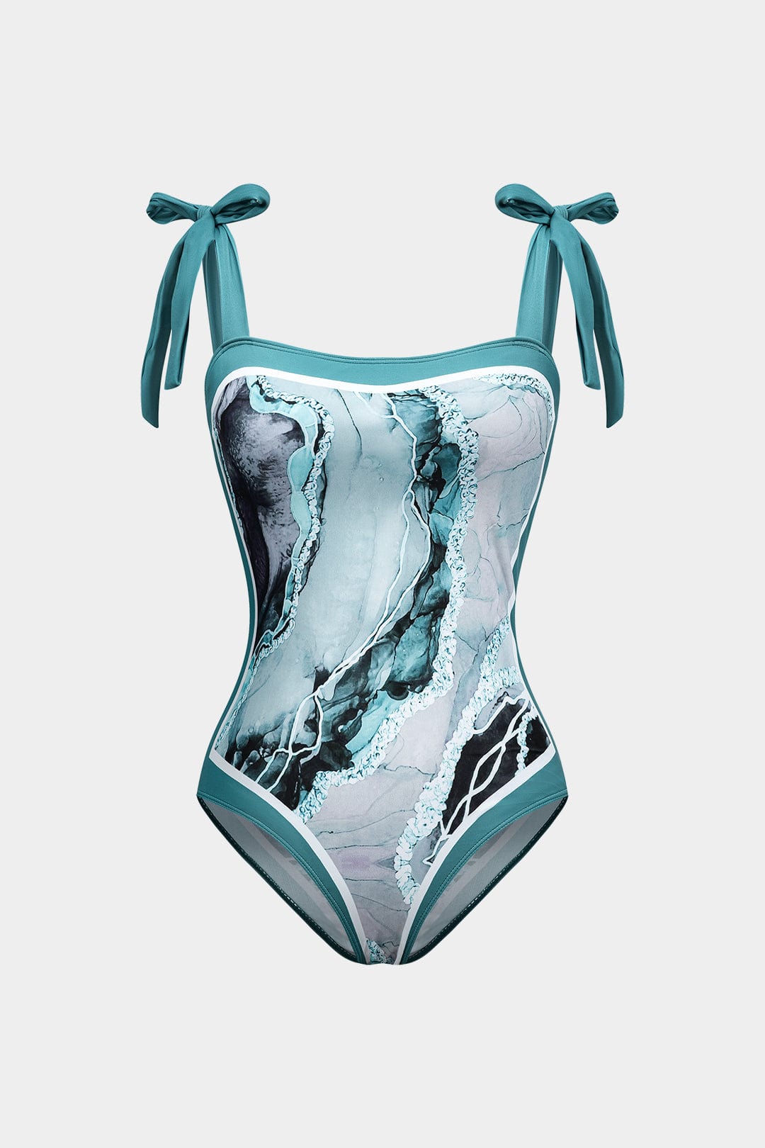 Badpak Set Dames Met Pareo Abstracte Print Strikbanden