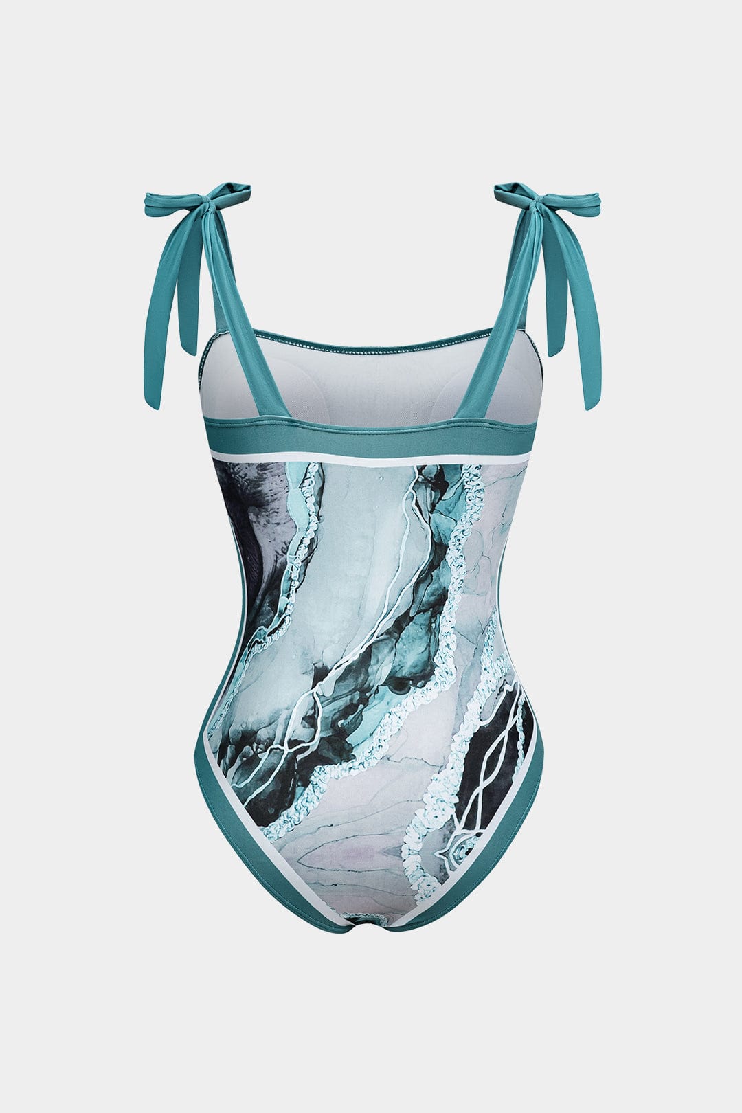 Badpak Set Dames Met Pareo Abstracte Print Strikbanden