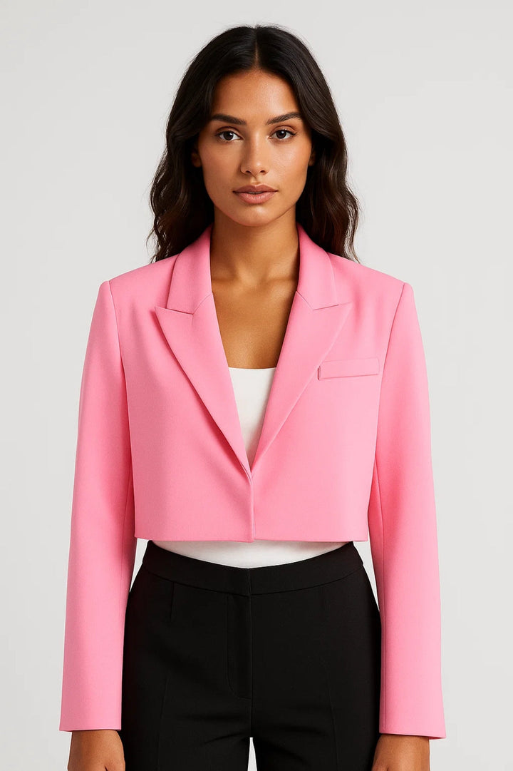 Blazer Dames Cropped Revers Kraag Getailleerd Casual Formeel