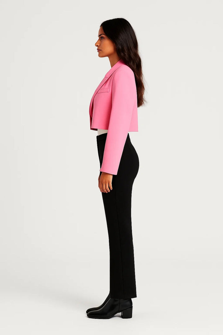 Blazer Dames Cropped Revers Kraag Getailleerd Casual Formeel