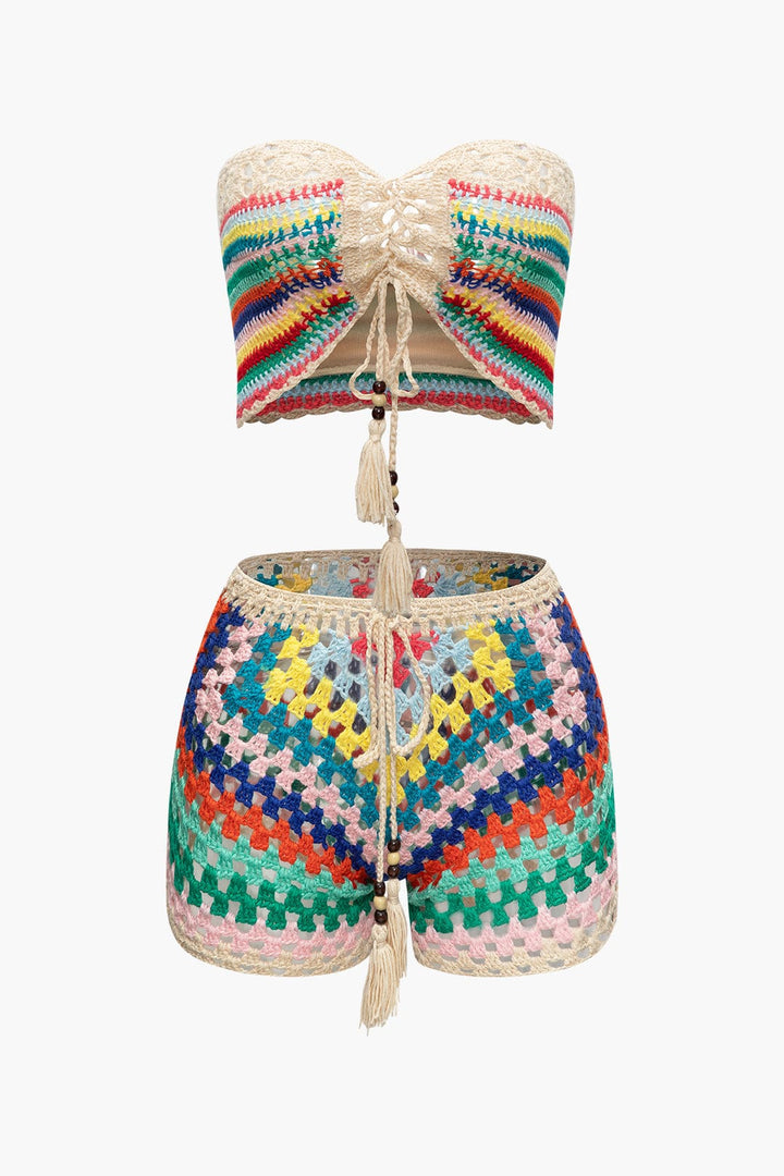 Boho Haak Bustier Shorts Set Dames Zomer Strand