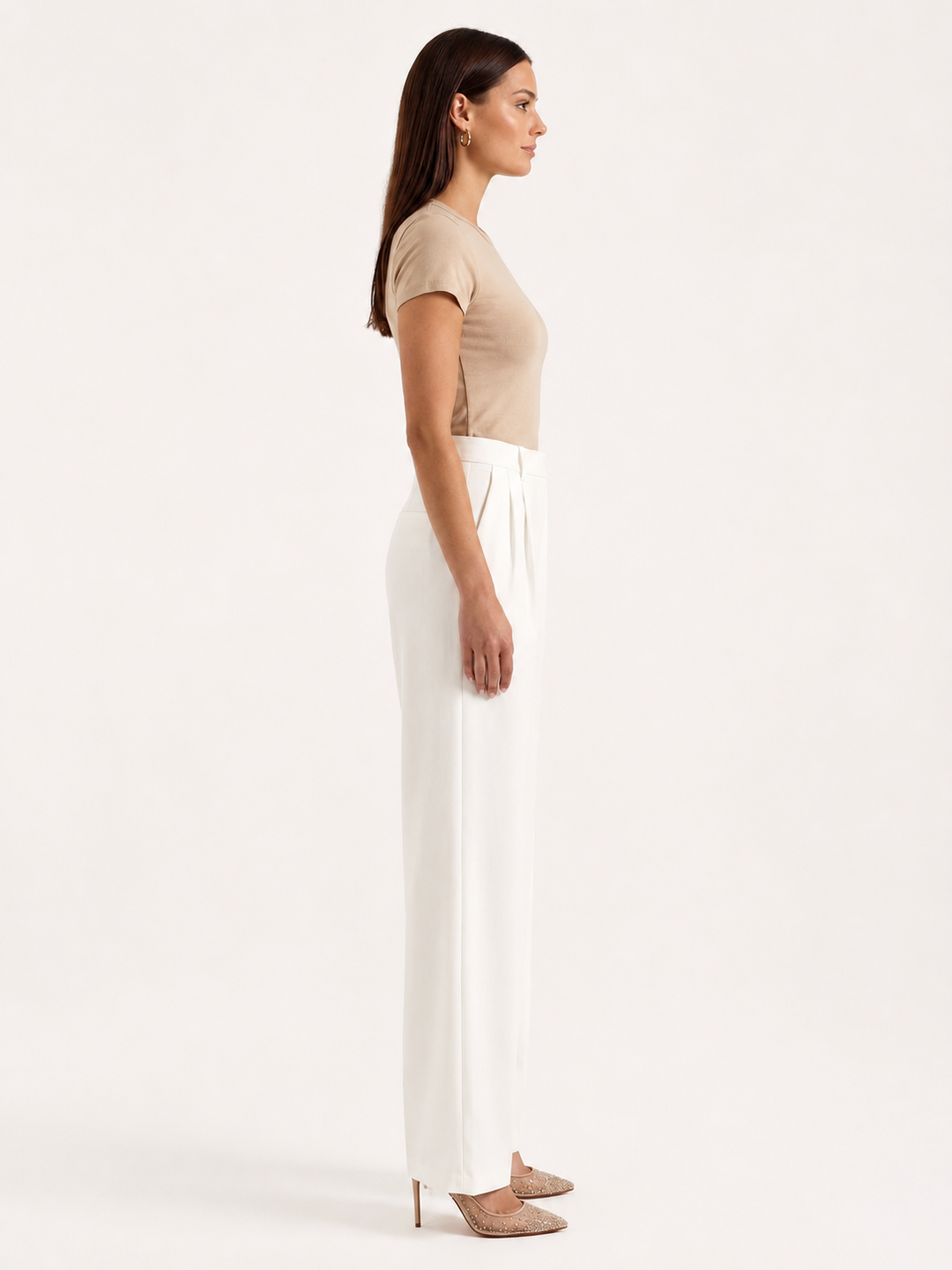 Broek Dames Hoge Taille Wijde Pijpen Casual Formeel