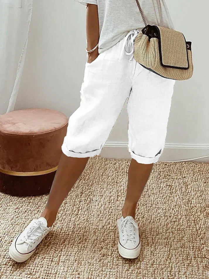 Capri Broek Dames Elastische Taille Lange Mouwen Zomer Casual