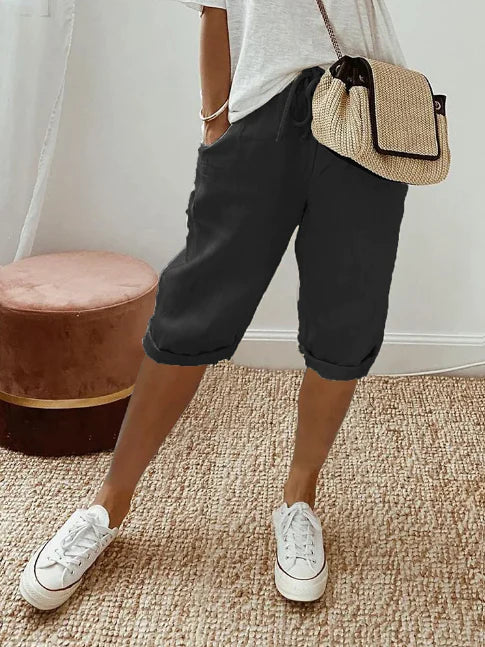 Capri Broek Dames Elastische Taille Lange Mouwen Zomer Casual