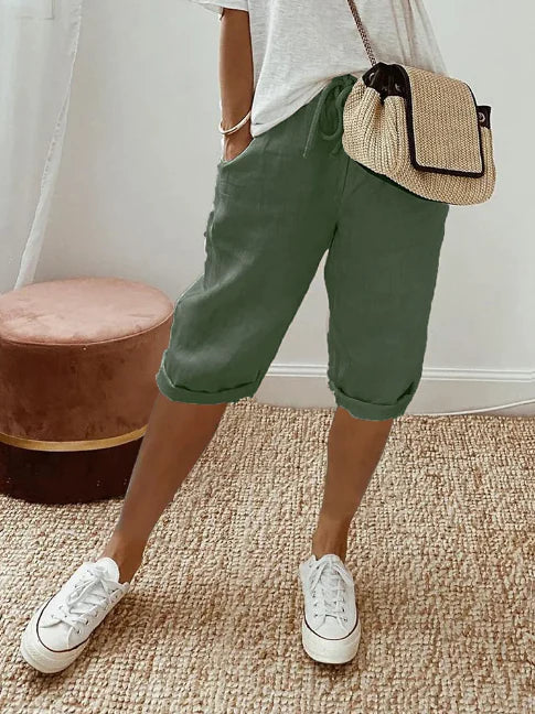 Capri Broek Dames Elastische Taille Lange Mouwen Zomer Casual