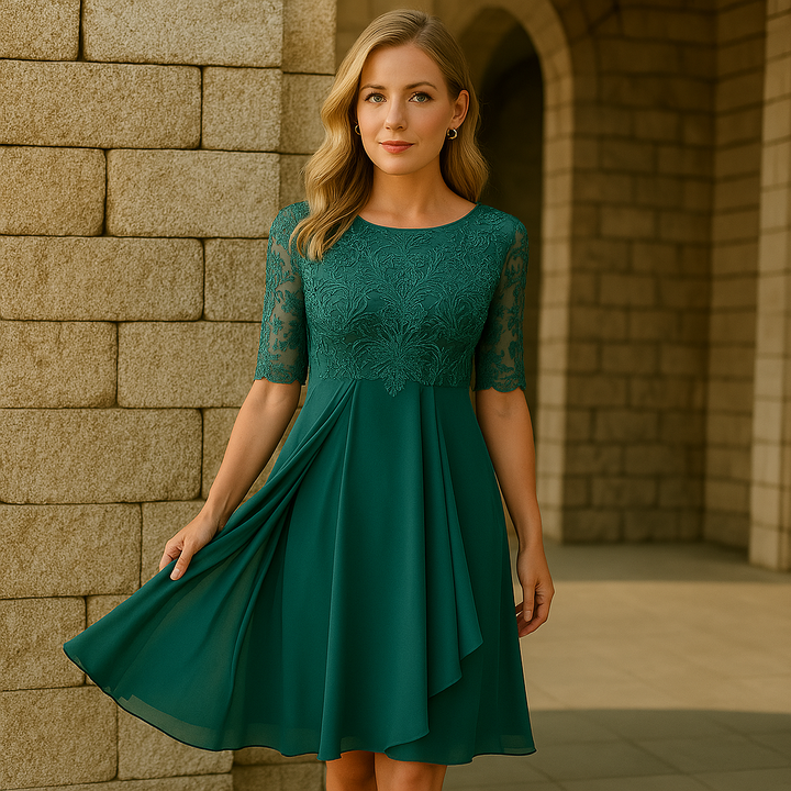 Elegante Jurk Met Halflange Mouwen Voor Avondfeesten