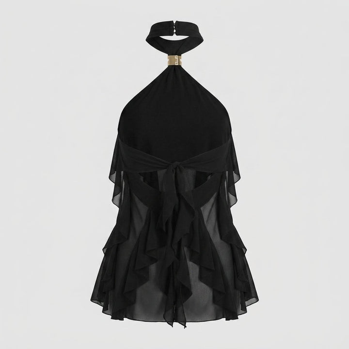 Chiffon Halter Top Dames Ruffle Formeel