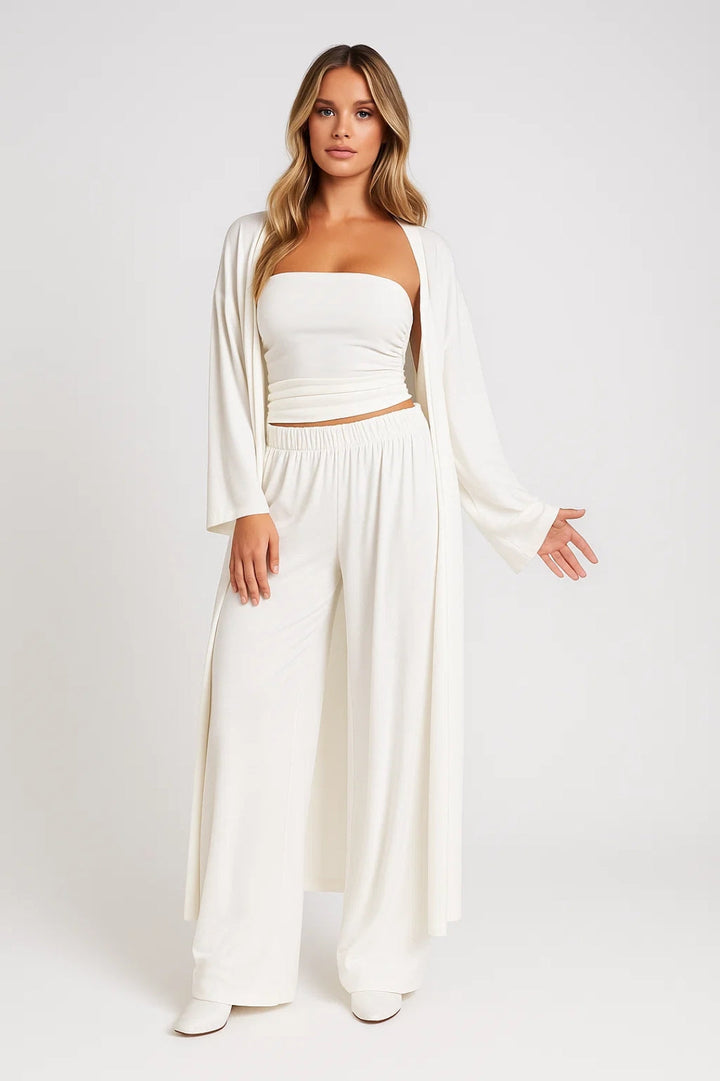 Co-Ord Set Dames Lange Broek Vest Strapless Top