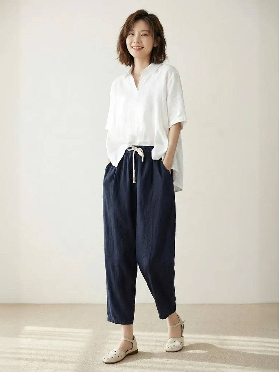 Dames Broek Slim Fit Trekkoord Taille Casual Zomer