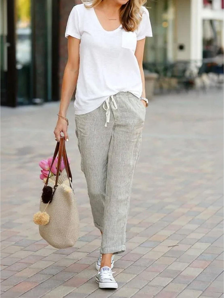 Dames Broek Slim Fit Trekkoord Taille Casual Zomer