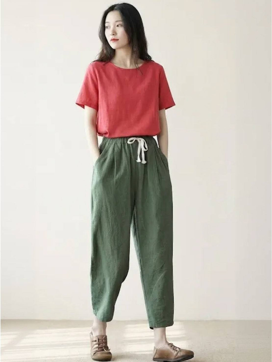 Dames Broek Slim Fit Trekkoord Taille Casual Zomer