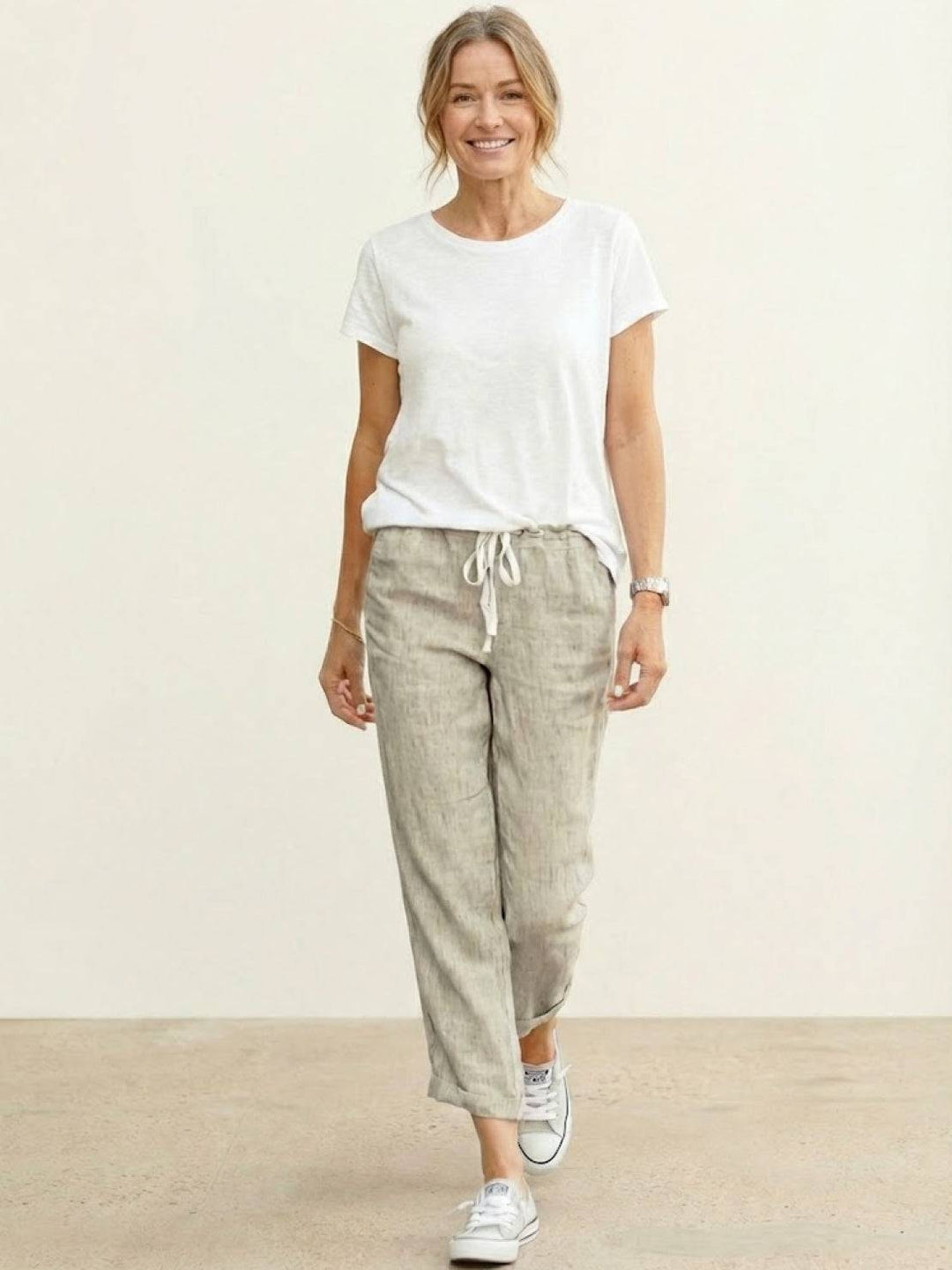 Dames Broek Slim Fit Trekkoord Taille Casual Zomer