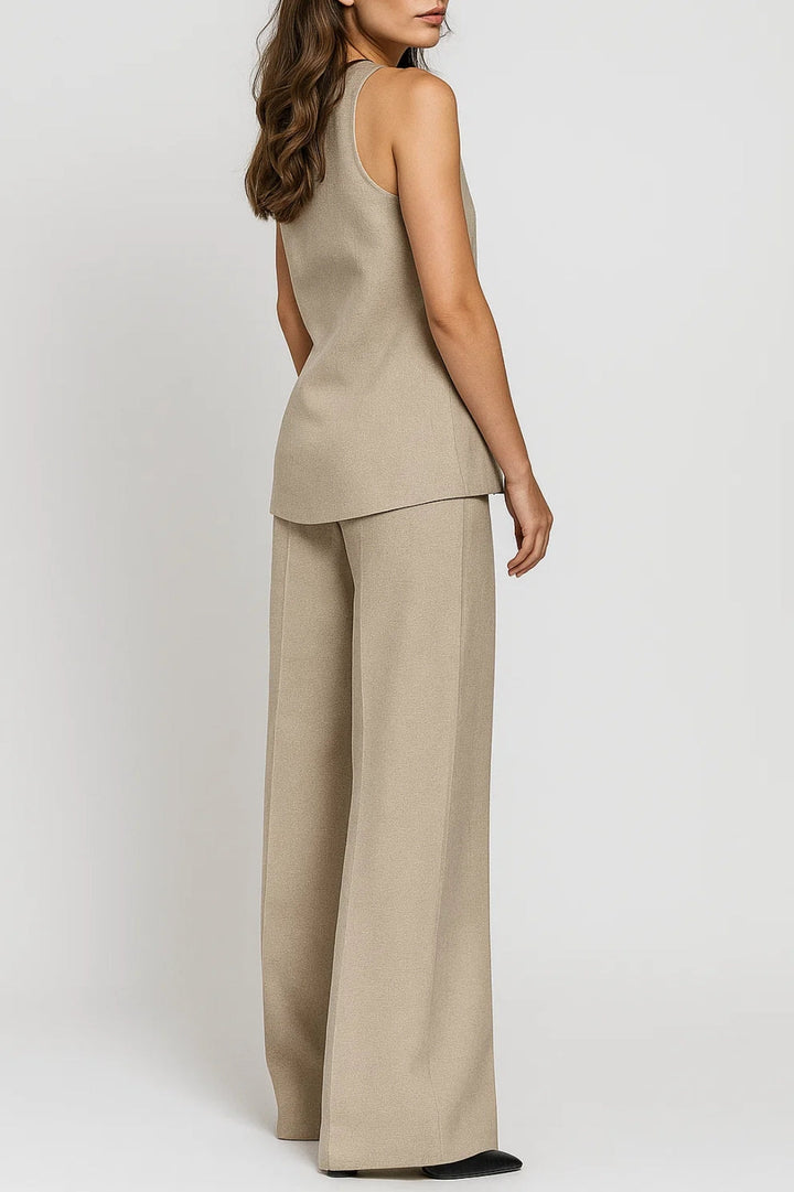 Dames Set Getailleerd Gilet Wijde Pantalon Bruiloft