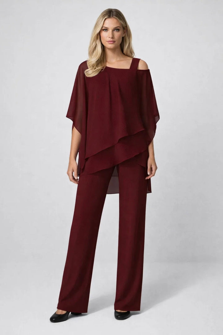 Dames Set Wijde Top Rechte Broek Feestelijk Elegant