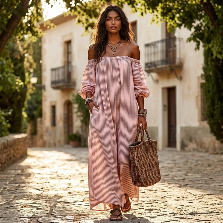 Jurk Dames Oversized Vallende Mouwen Casual