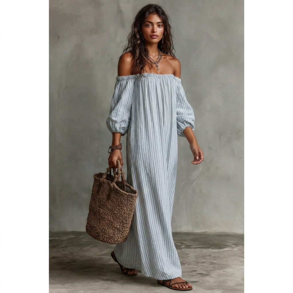 Jurk Dames Oversized Vallende Mouwen Casual