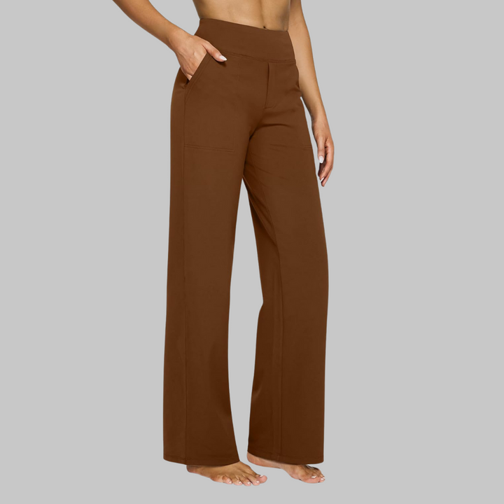 Hoge Taille Dames Broek Met Rechte Pijpen En Zakken