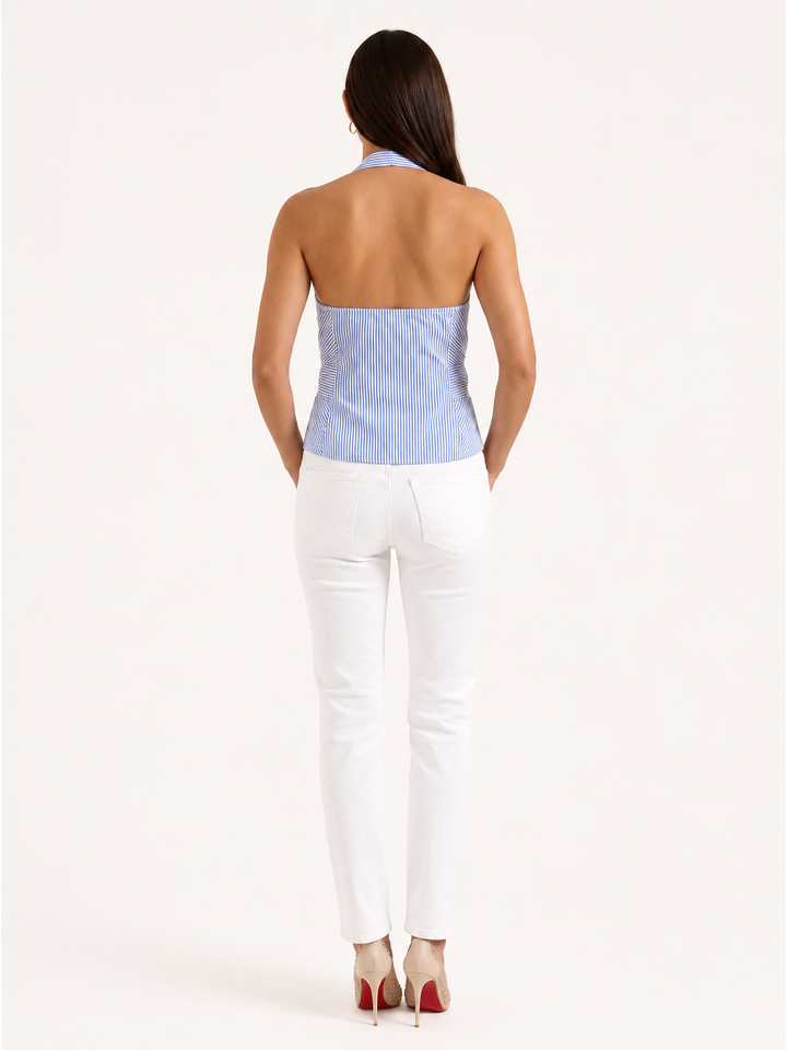 Halter Top Dames V-Hals Strik Zomer Casual Strand