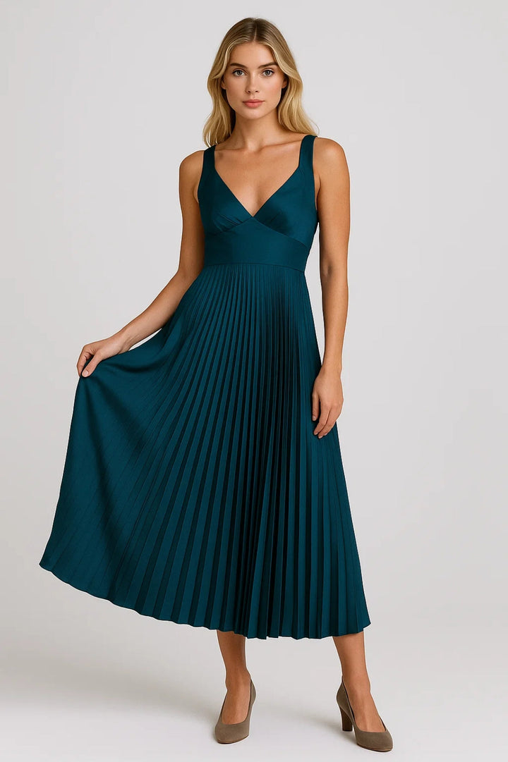 Jurk Bruiloft Gast Dames V-hals Geplooide Rok Zomer