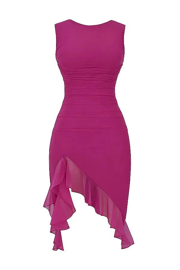 Jurk Dames Mesh Ronde Hals Lage Rug Mid Length Gala