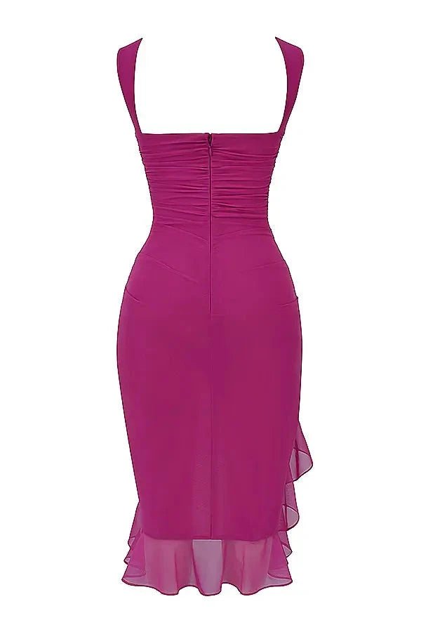 Jurk Dames Mesh Ronde Hals Lage Rug Mid Length Gala