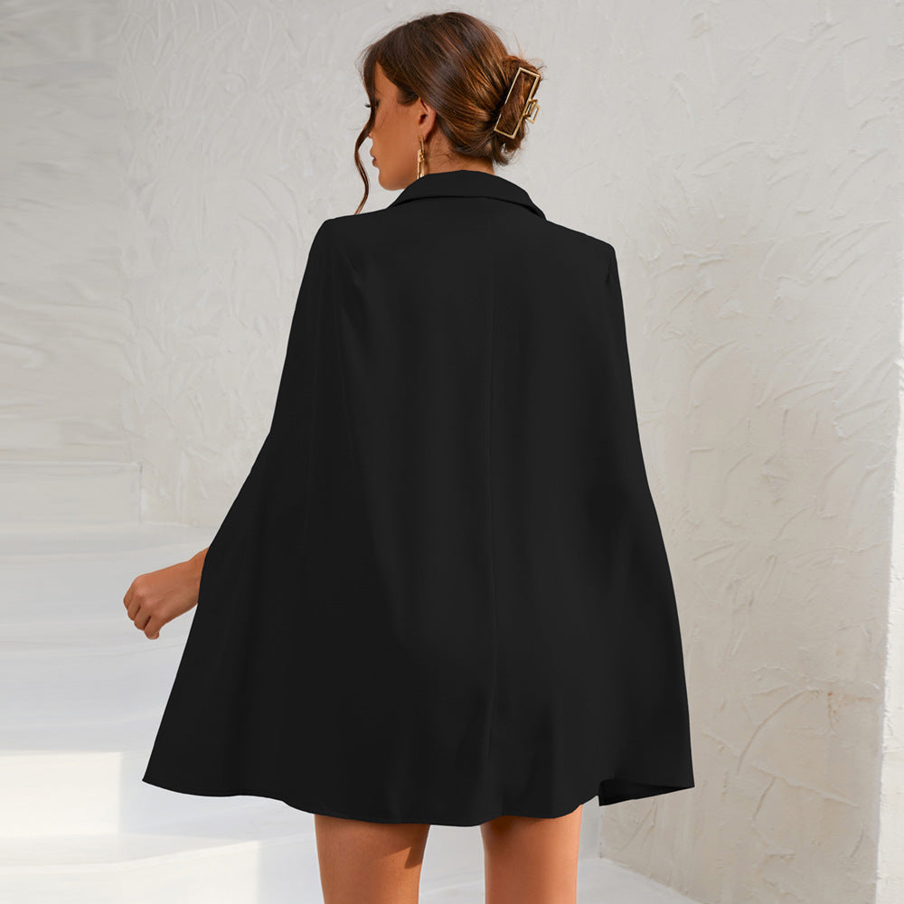Blazer Jurk Met Cape En Riem Voor Vrouwen