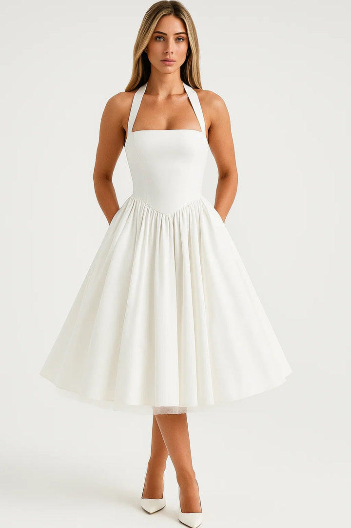 Midi Jurk Dames Halter Neck A-lijn Formeel Feest