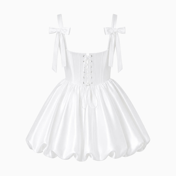 Mini Jurk Dames Korset Wit Casual
