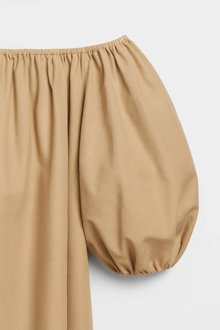 Off Shoulder Mini Jurk Dames Beige Zomer Casual