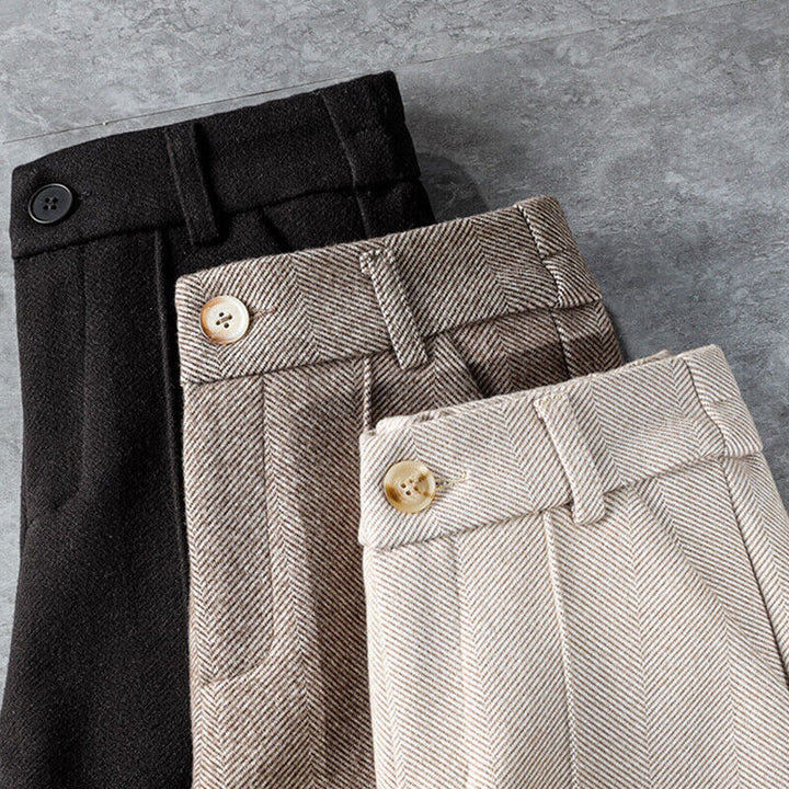 Pantalon Dames Hoge Taille Wol Winter Formeel Casual