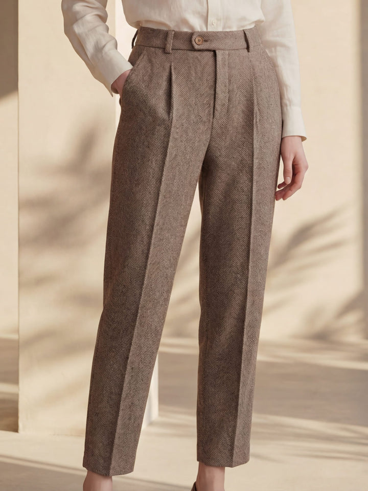 Pantalon Dames Hoge Taille Wol Winter Formeel Casual