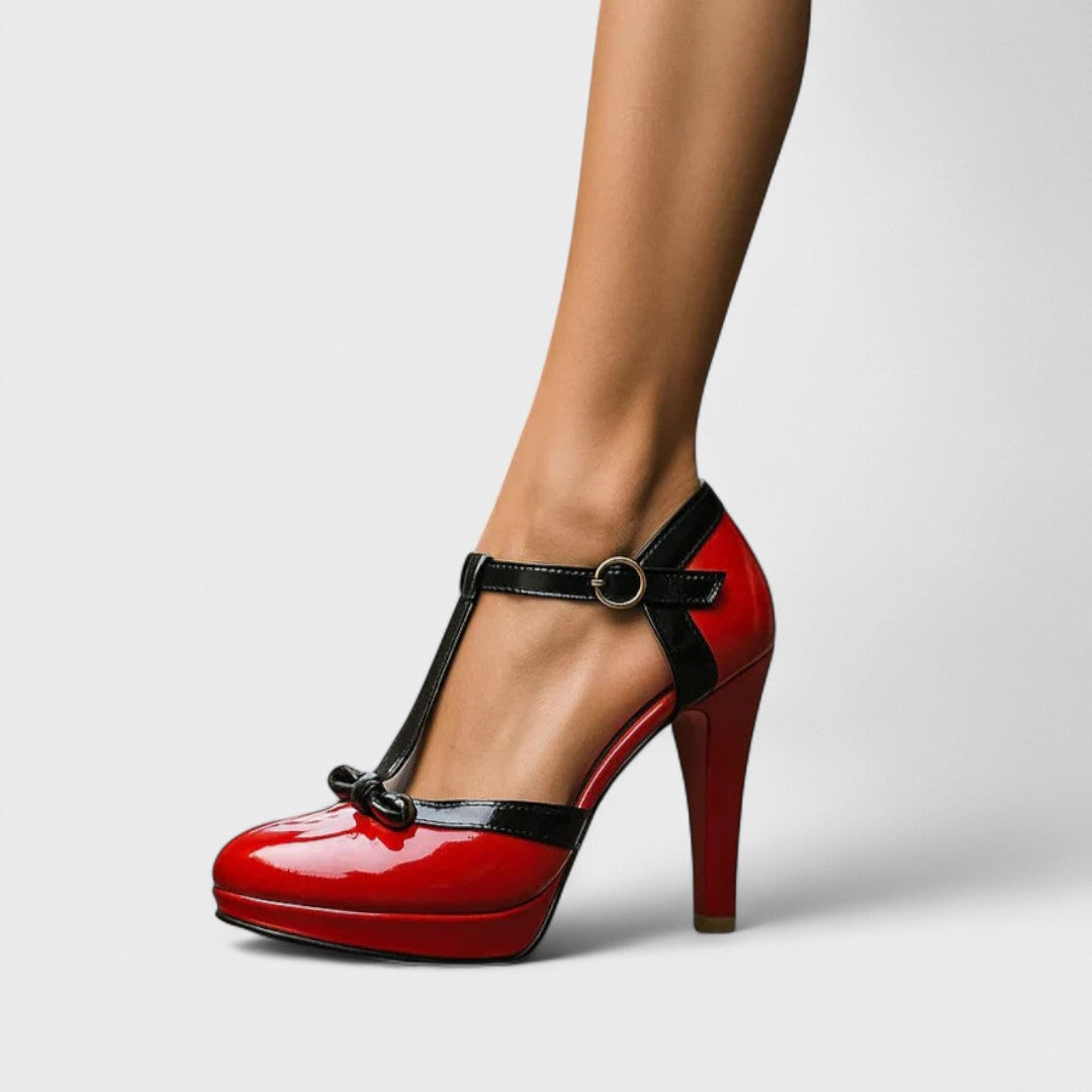 Pumps Dames T-Strap Met Strikdetail Formeel Avond