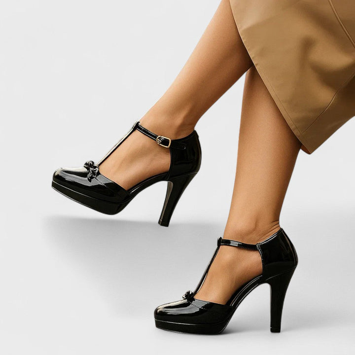 Pumps Dames T-Strap Met Strikdetail Formeel Avond