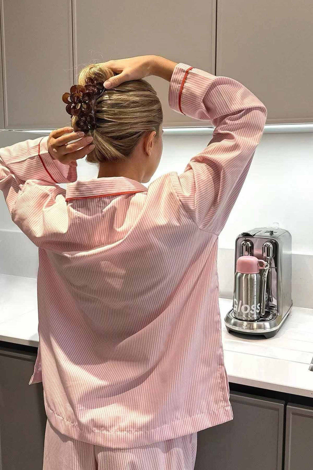 Pyjama Set Dames Tweedelig Hartjes Knoopjes Elastische Taille